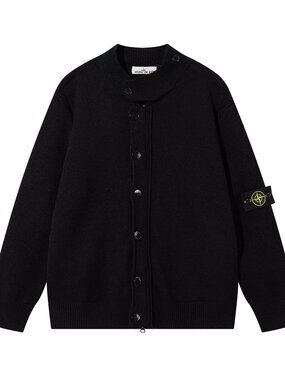 Stone Island Black Cardigan Sweater